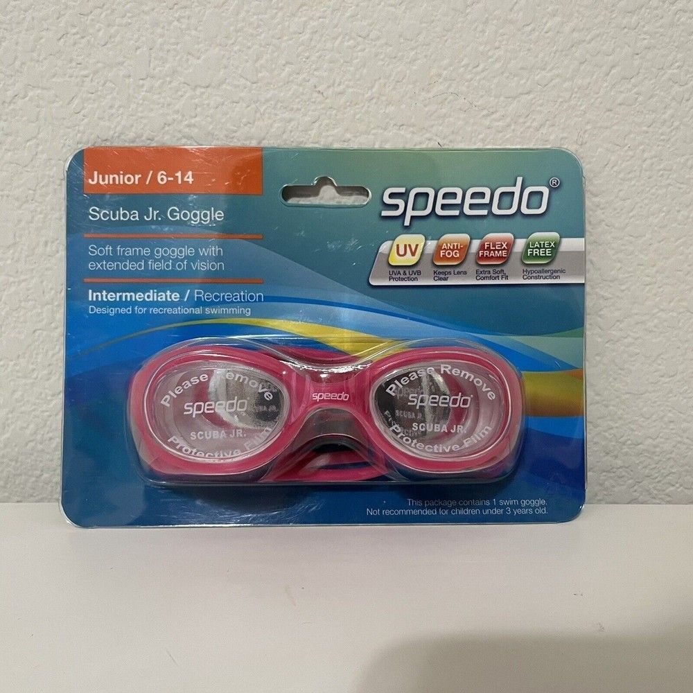 Speedo Scuba Jr. Swimming Goggles Pink UV Protection NEW